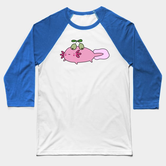 Olive Axolotl Baseball T-Shirt by saradaboru